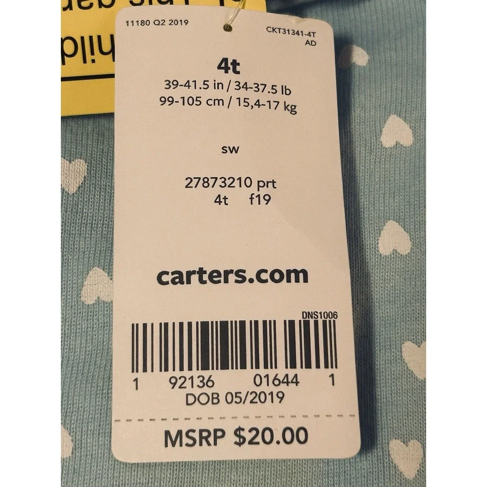 Carter's NEW - Unicorn Cotton Pajama PJs 1 pc Toddler Girl's 4T Sleeper Footie